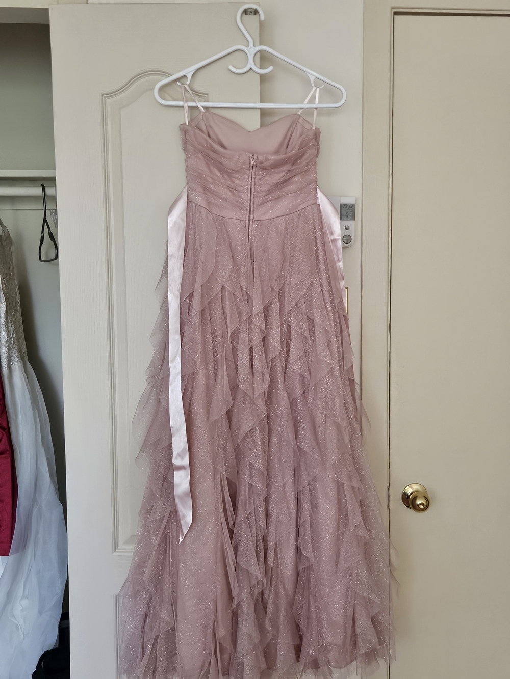 le chateau Dusty Pink Ruffled Tulle Prom Dress